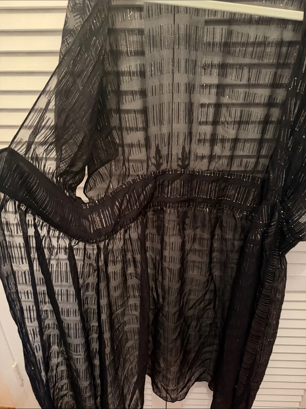 Gottex Sheer S himmer Black Tie-Front silk Cover-Up Dress L